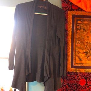 Dark Grey Long Line Ribbed Knit Cardigan. Size XL.